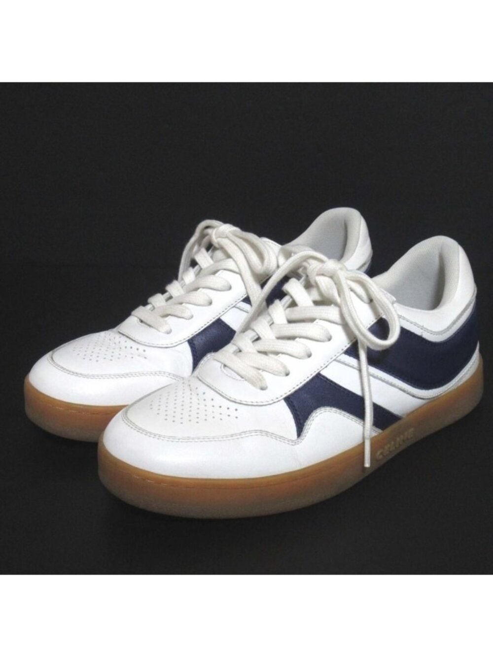 Celine Trainer Low-Cut Sneakers Shoes White Navy 36
